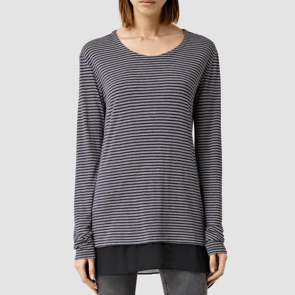 AllSaints Miro Long Sleeved Stripe Tee Layered